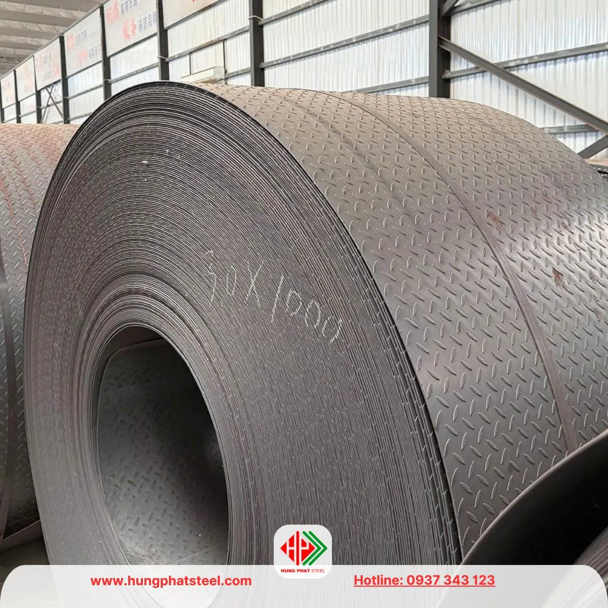 Thép tấm gân chống trượt 3ly (tấm thép nhám 3mm)