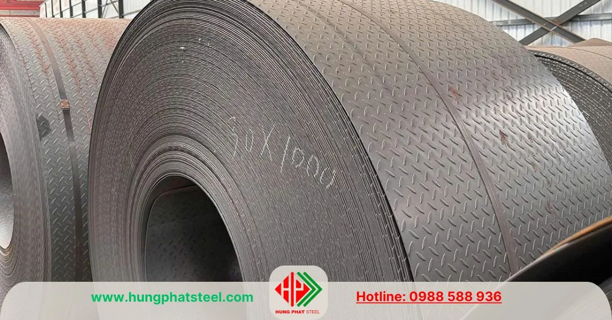 Thép tấm gân chống trượt 3ly (tấm thép nhám 3mm)