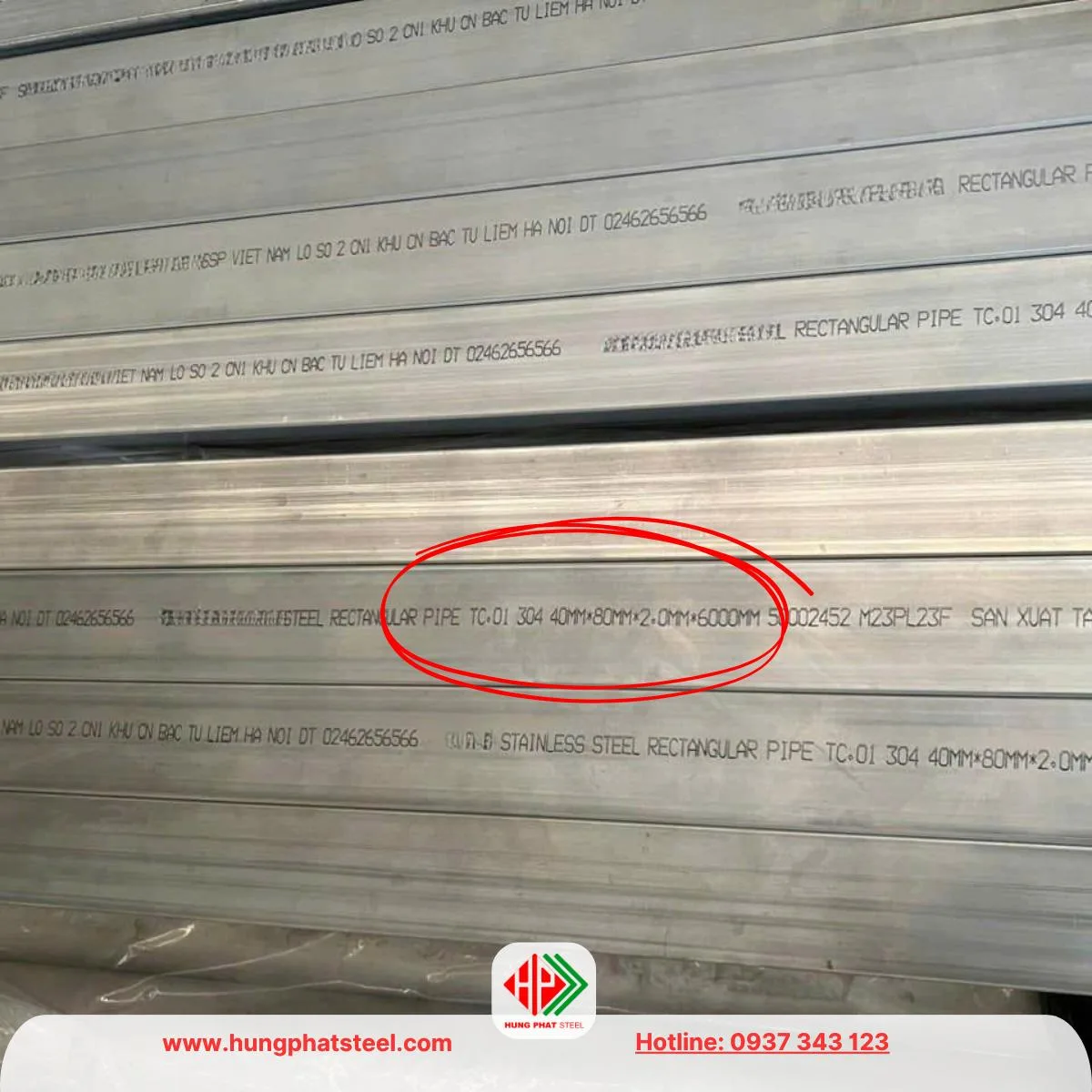 Inox 304 hộp chữ nhật quy cách 40x80