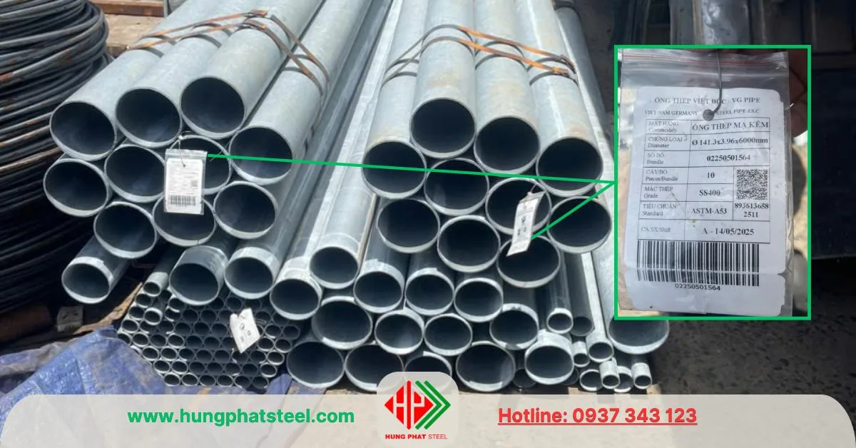 Ống thép mạ kẽm Việt Đức phi 42
