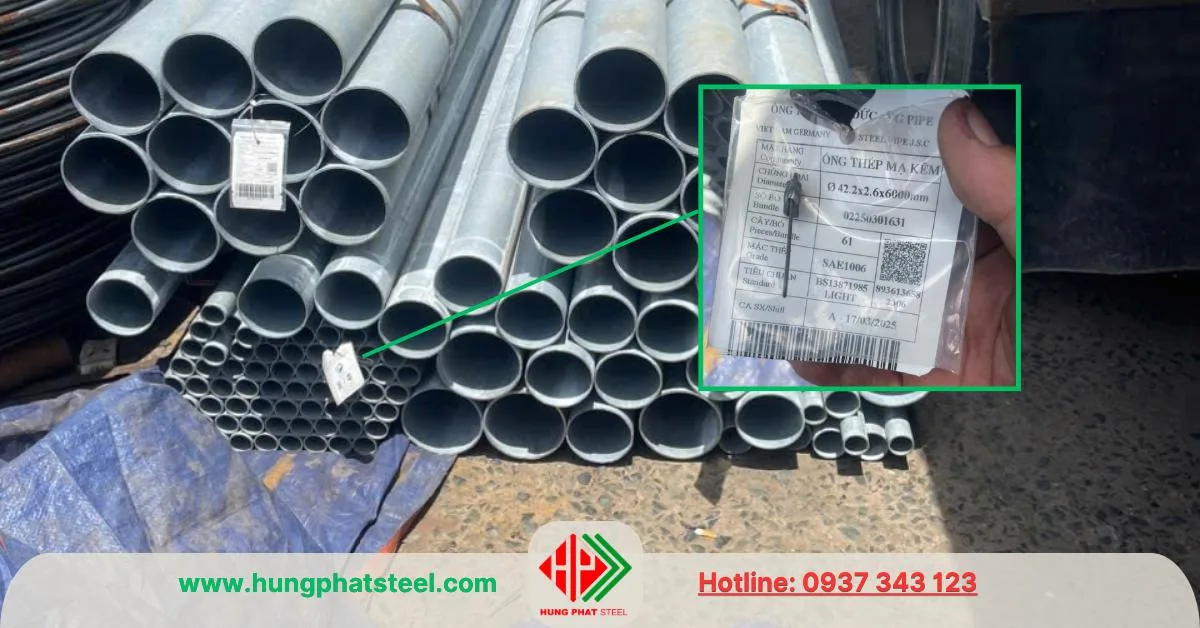Ống thép mạ kẽm Việt Đức phi 42