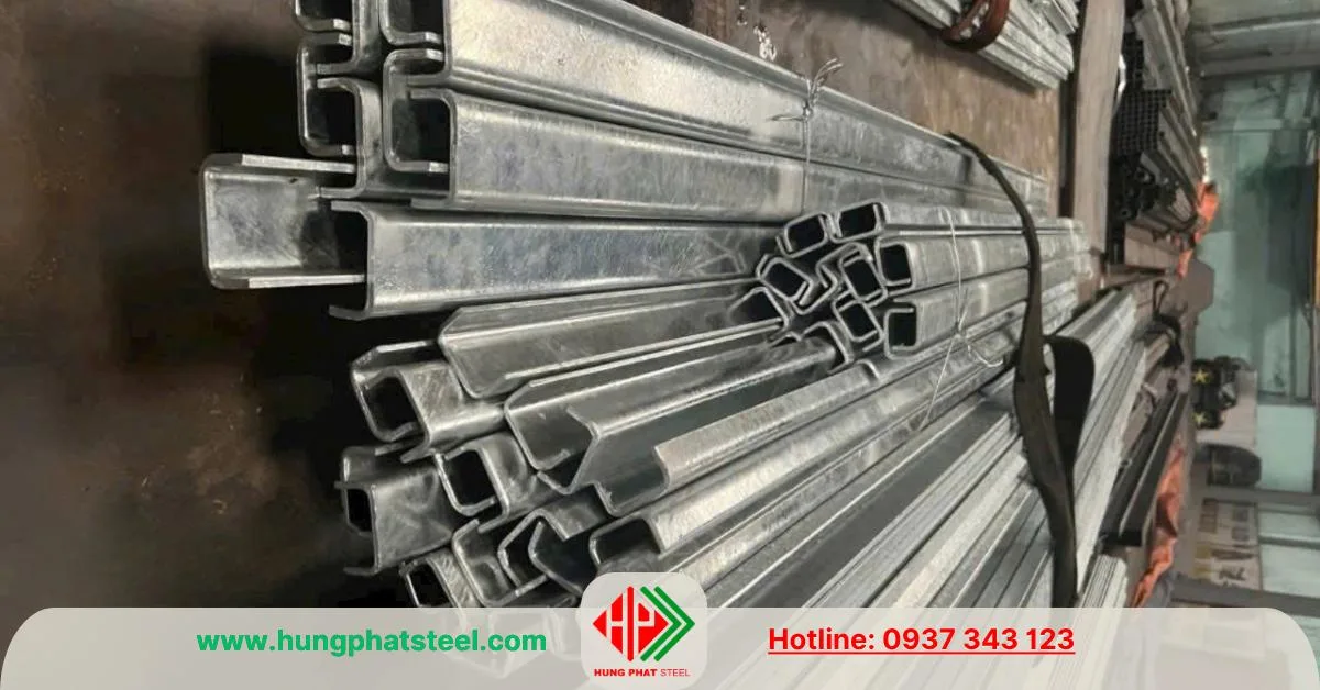 Thép U chấn từ tấm sau đó mạ kẽm nhúng nóng