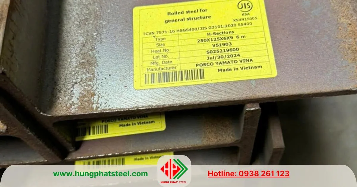 Thép hình H250x125x6x9 POSCO