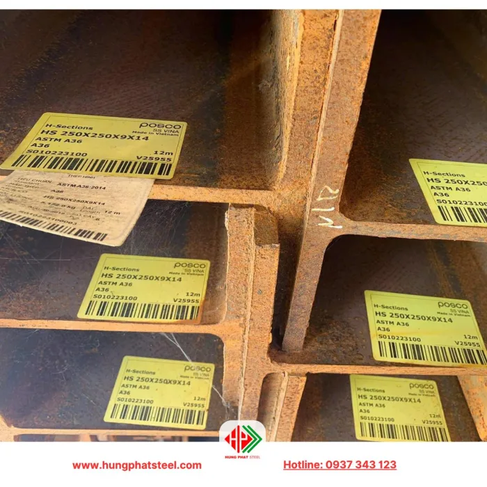 Thép hình H250x250 Posco mác thép A36