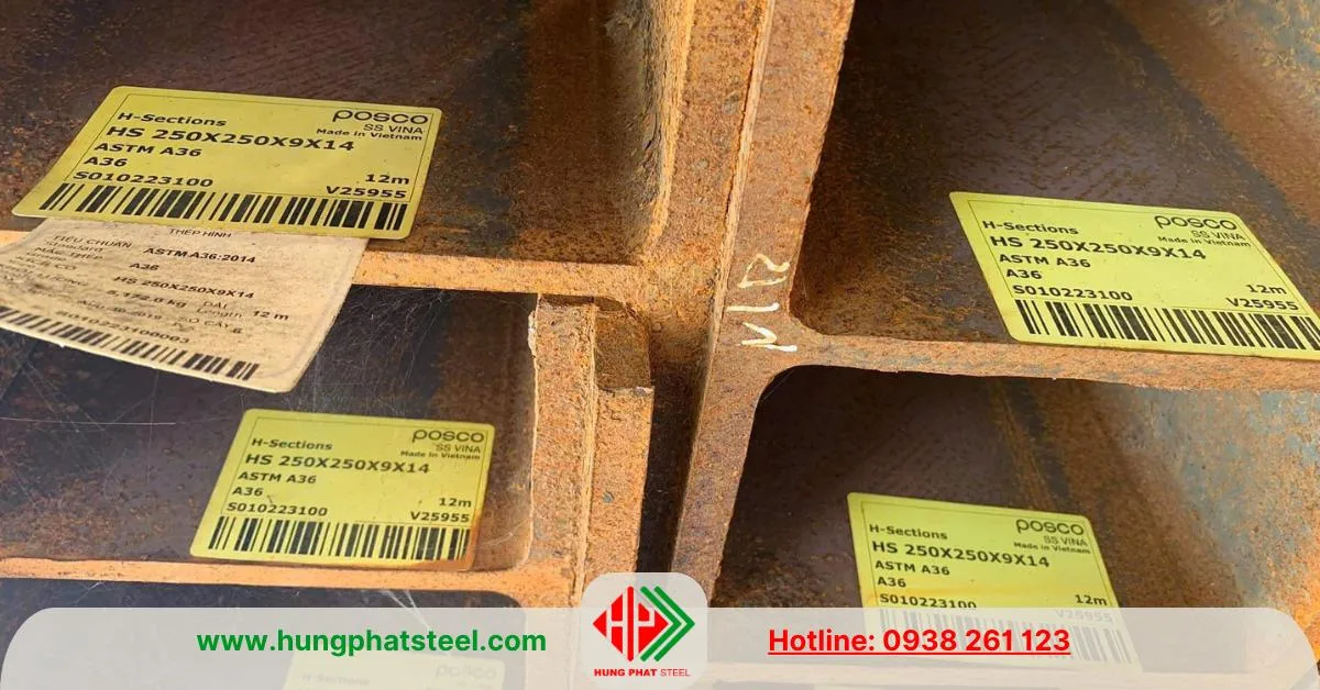 Thép hình H250x250 Posco mác thép A36