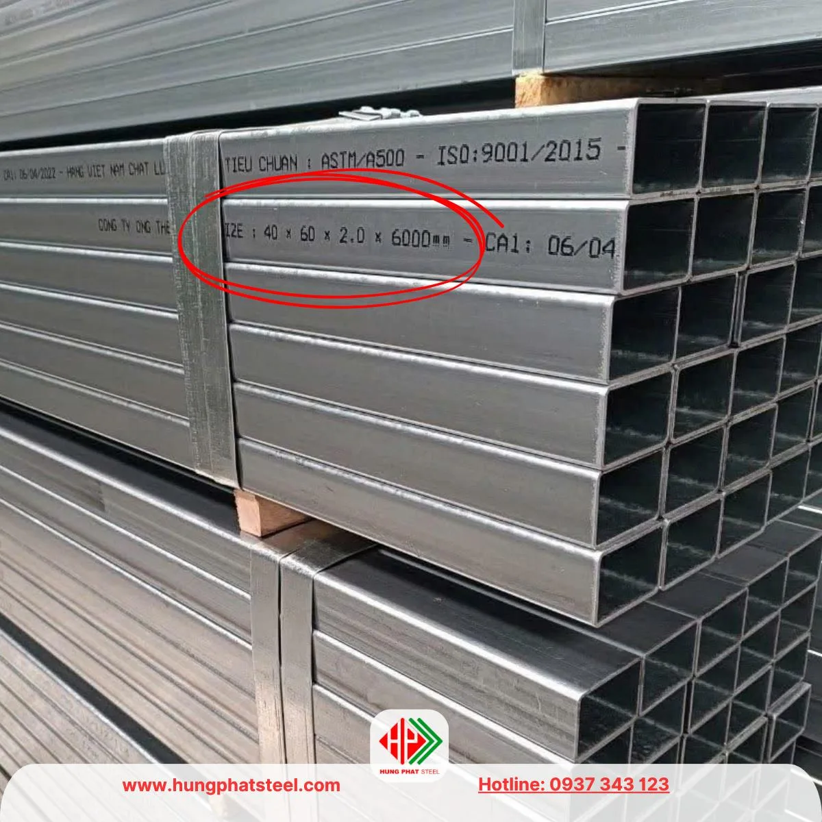 Thép hộp mạ kẽm 40x60 (sắt hộp kẽm)