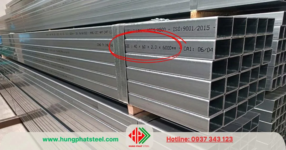 Thép hộp mạ kẽm 40x60 (sắt hộp kẽm)