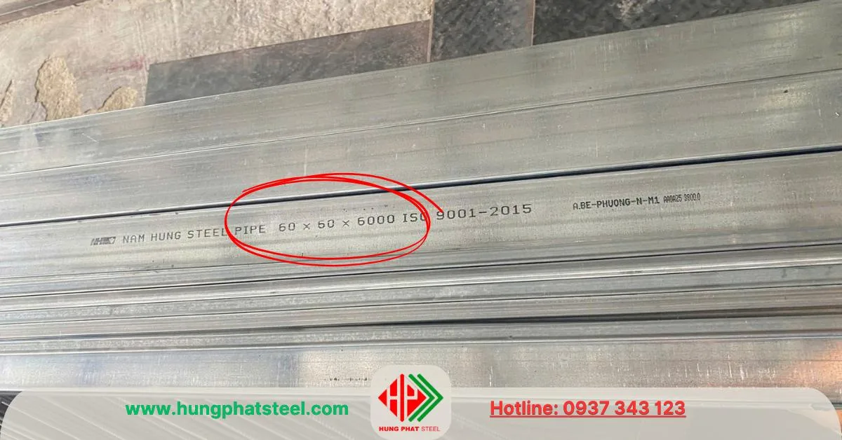 Thép hộp mạ kẽm 60x60 nhà máy Nam Hưng