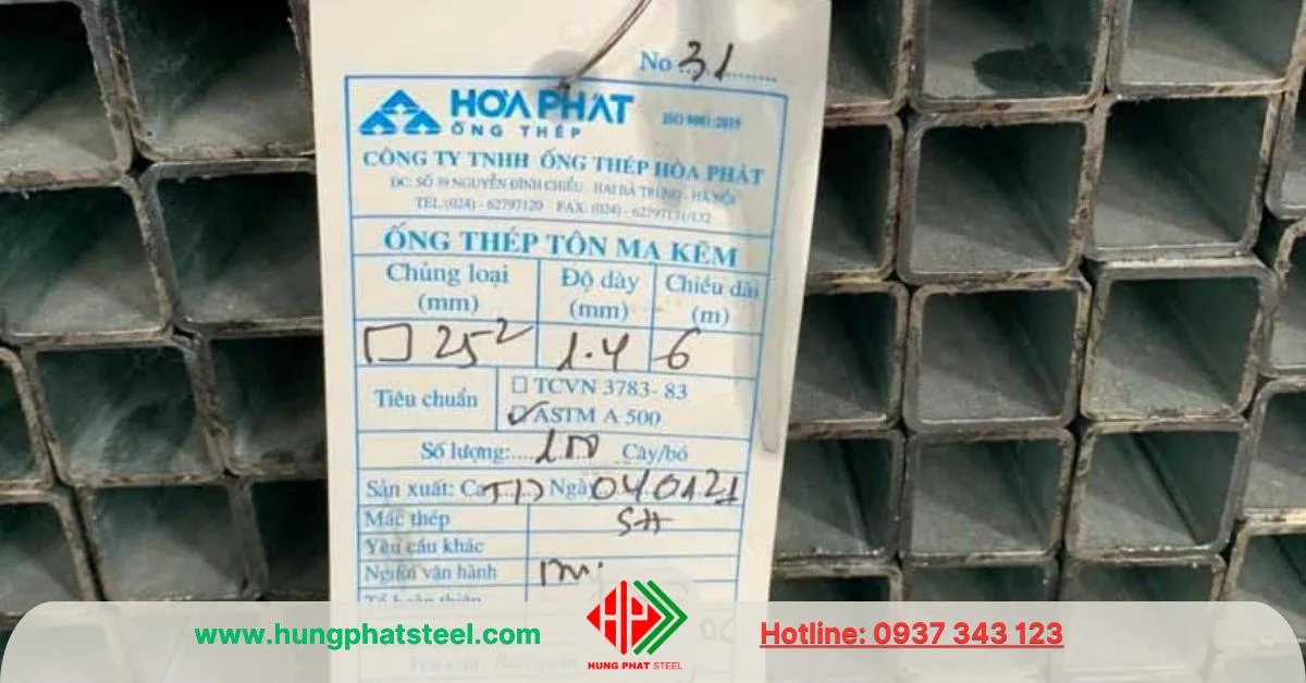 Thép hộp tôn kẽm 25x25 Hòa Phát