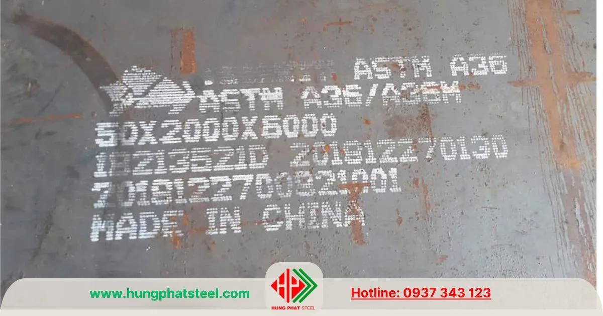 Thép tấm A36 dày 50ly khổ 2000x6000mm nhập khẩu TQ