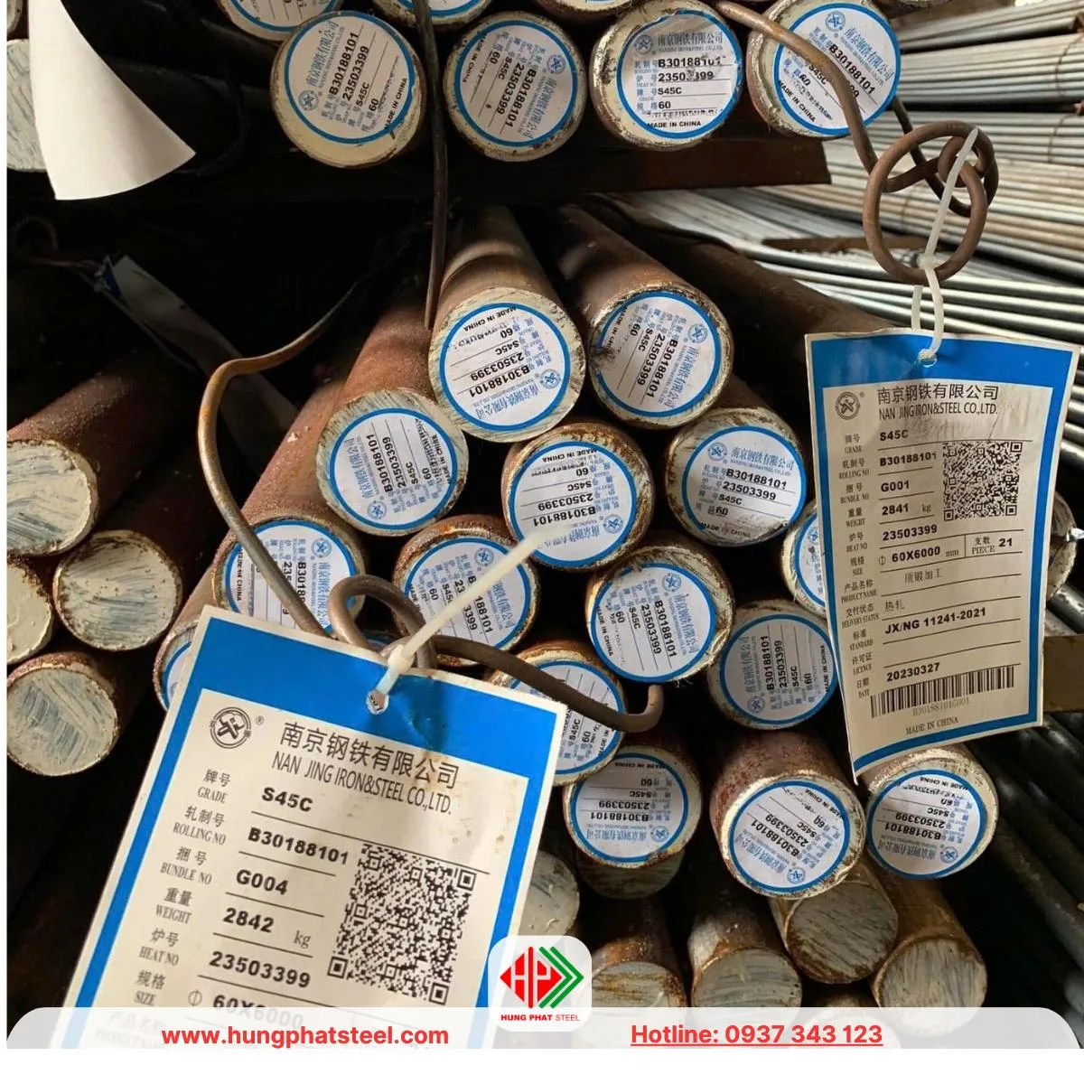 Thép tròn đặc phi 60 (láp D60) mác thép S45C (C45) hàng nhập khẩu TQ