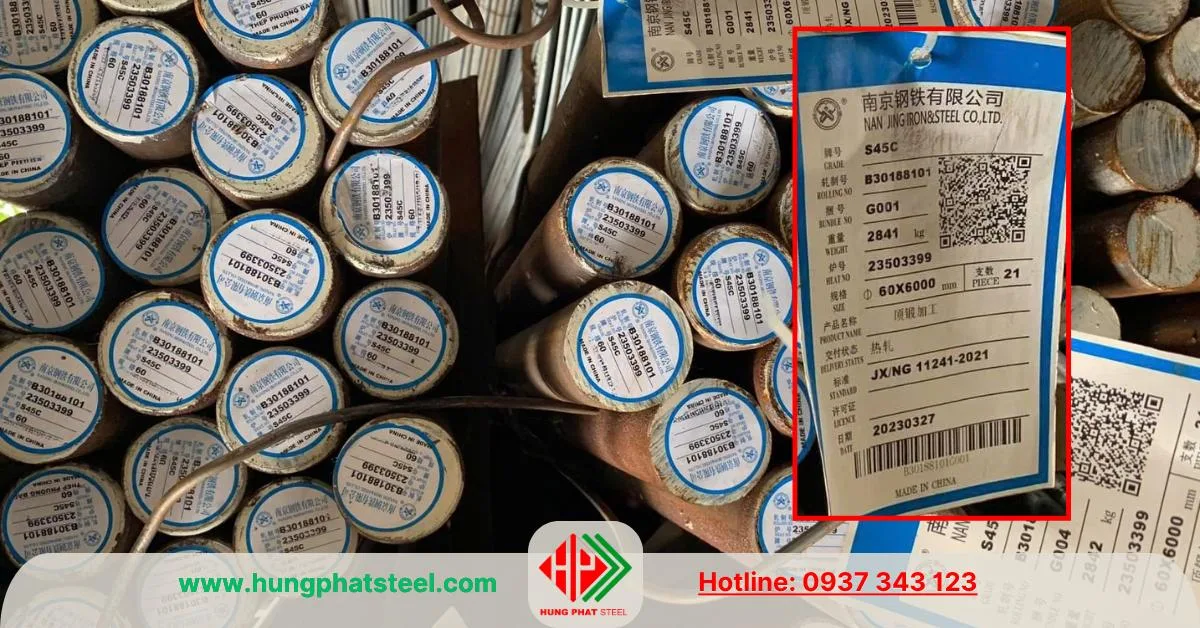 Thép tròn đặc phi 60 (láp D60) mác thép S45C (C45) hàng nhập khẩu TQ