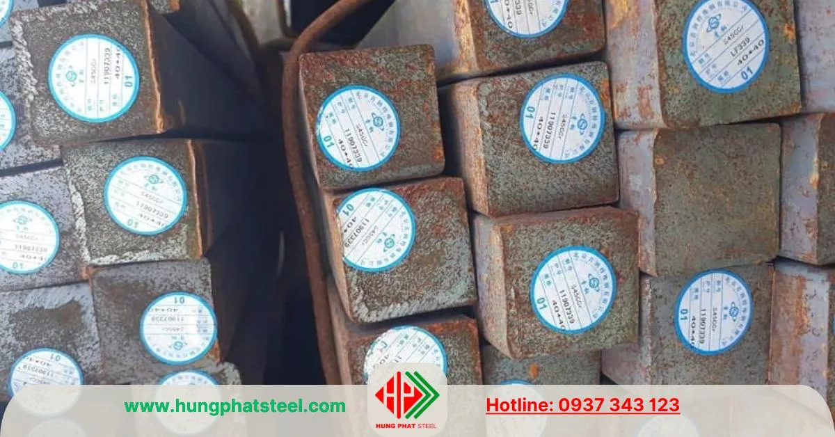 Thép vuông đặc 40x40 mác thép S45C (C45)
