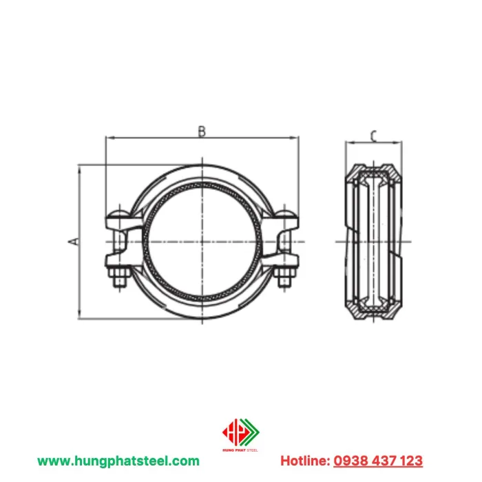 Khớp nối đệm góc thân mảnh 1GKX - Thép Hùng Phát