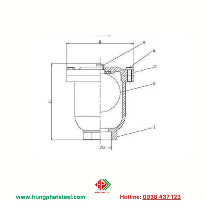 Van xả khí tự động OS tiêu chuẩn PN10/16 - Hình ảnh 2