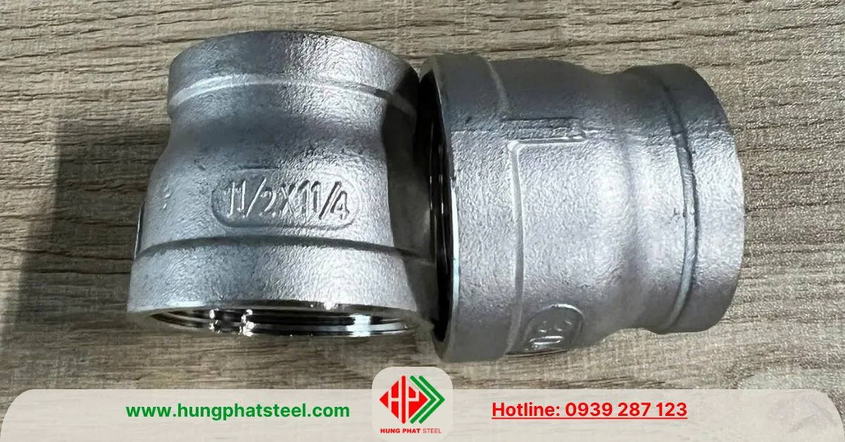 Bầu giảm ren inox 304 hay còn được gọi là côn thu hoặc măng xông thu