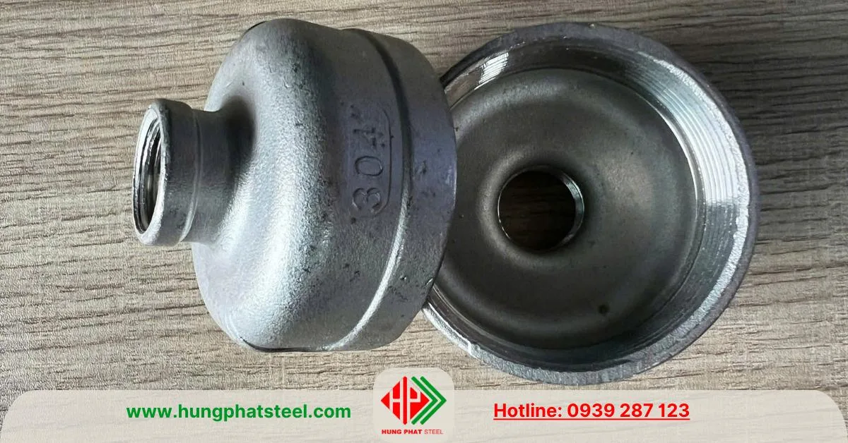 Bầu giảm ren inox 304 hay còn được gọi là côn thu hoặc măng xông thu