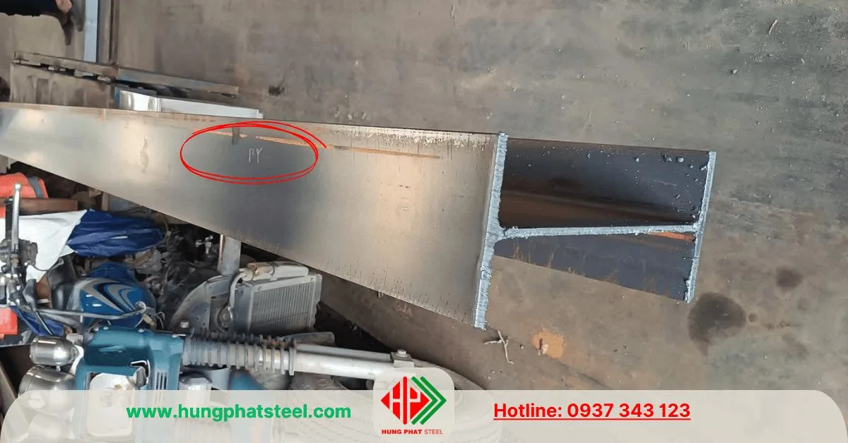 Logo PY trên thân thép i250 Posco