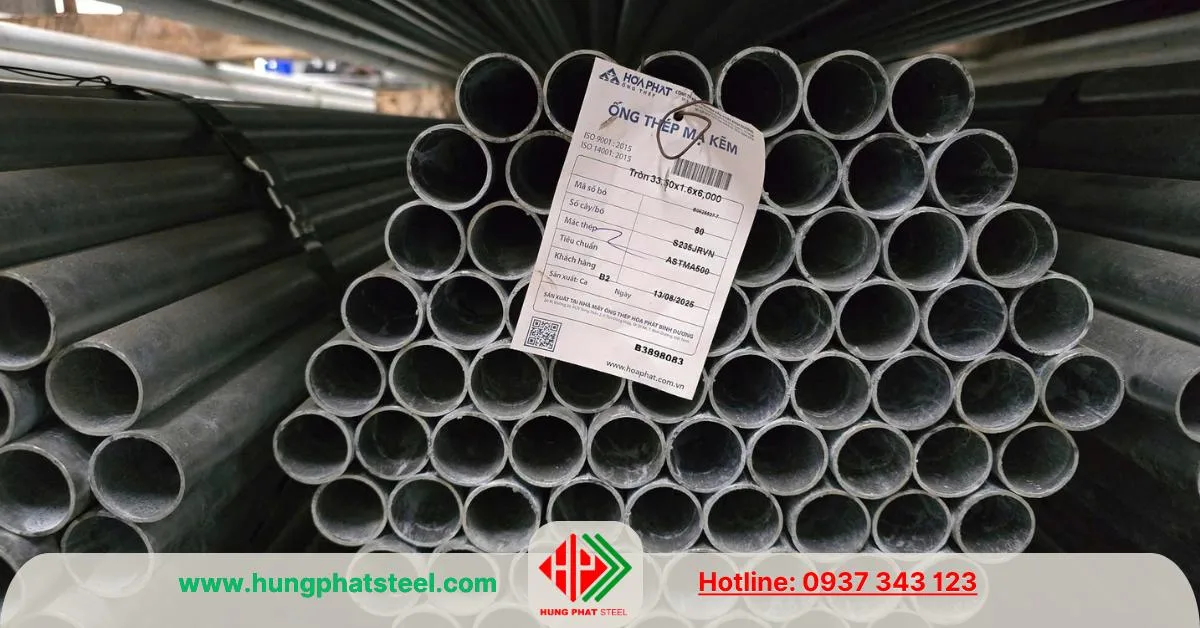 Ống thép mạ kẽm phi 34 Hòa Phát