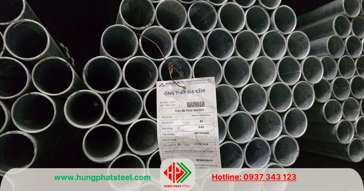 Ống thép mạ kẽm phi 49 Hòa Phát