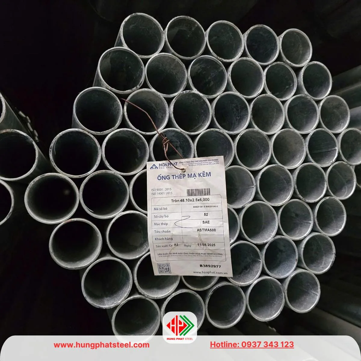 Ống thép mạ kẽm phi 49 Hòa Phát