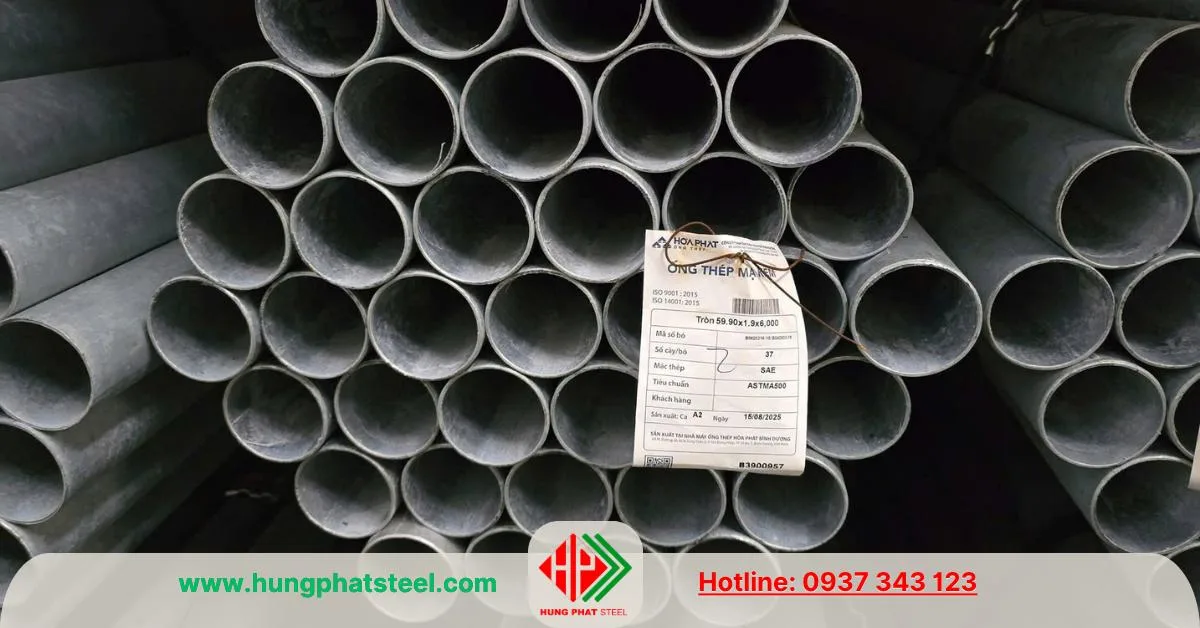 Ống thép mạ kẽm phi 60 Hòa Phát