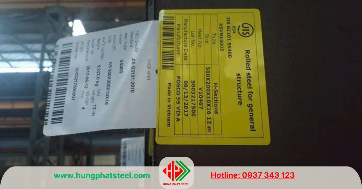 Thép hình H500 x 200 x 10 x 16 POSCO