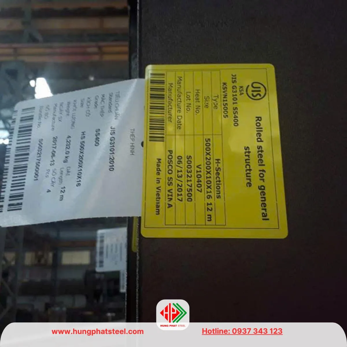 Thép hình H500 x 200 x 10 x 16 POSCO