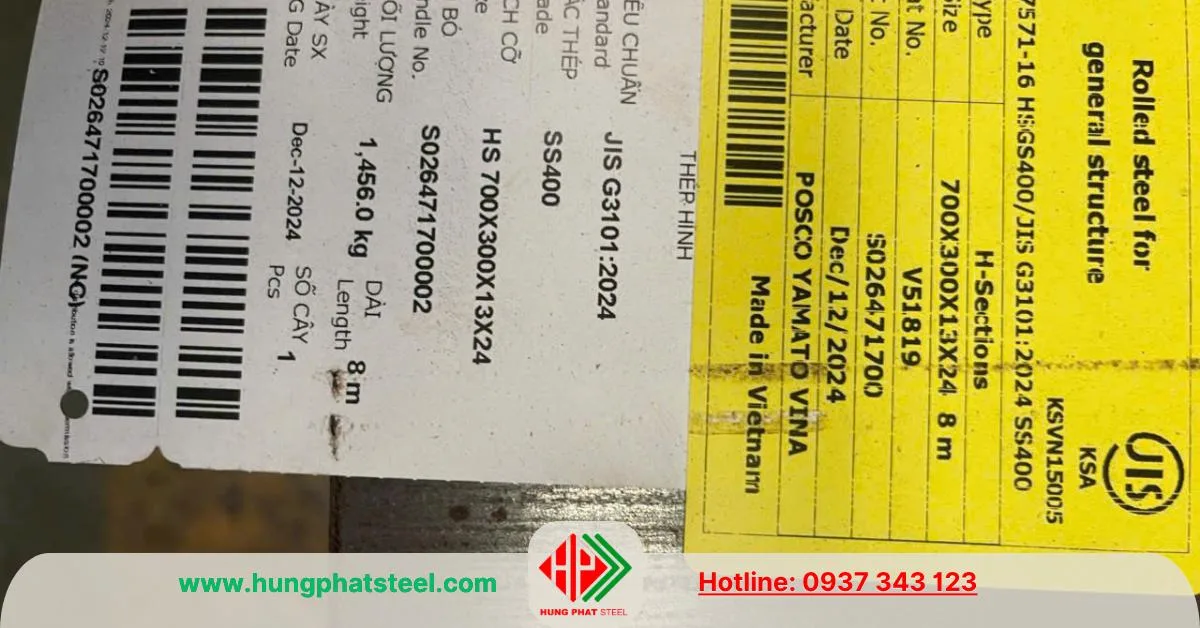 Thép hình H700 x 300 x 13 x 24 Posco