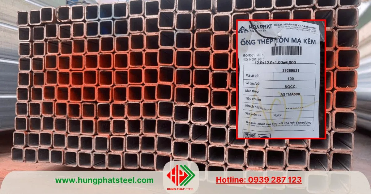 Thép hộp mạ kẽm 12x12 Hòa Phát