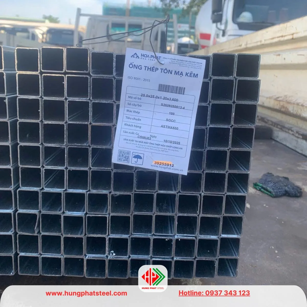 Thép hộp mạ kẽm 25x25 Hòa Phát