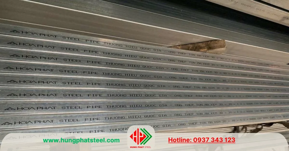Thép hộp mạ kẽm 30x30 Hòa Phát