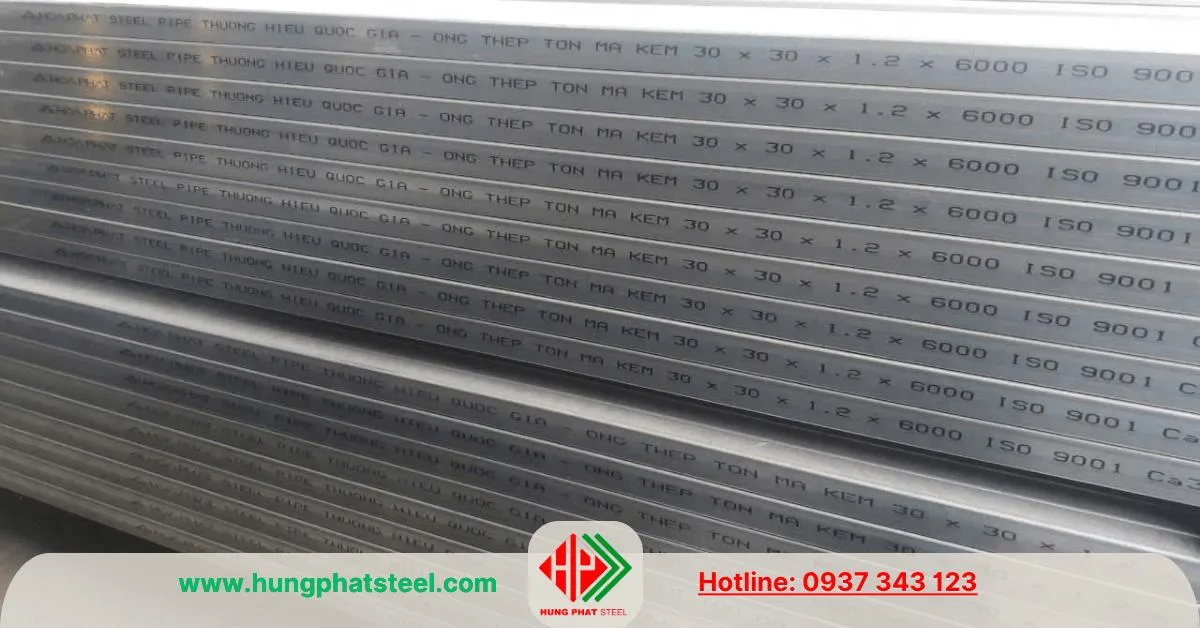 Thép hộp mạ kẽm 30x30 Hòa Phát