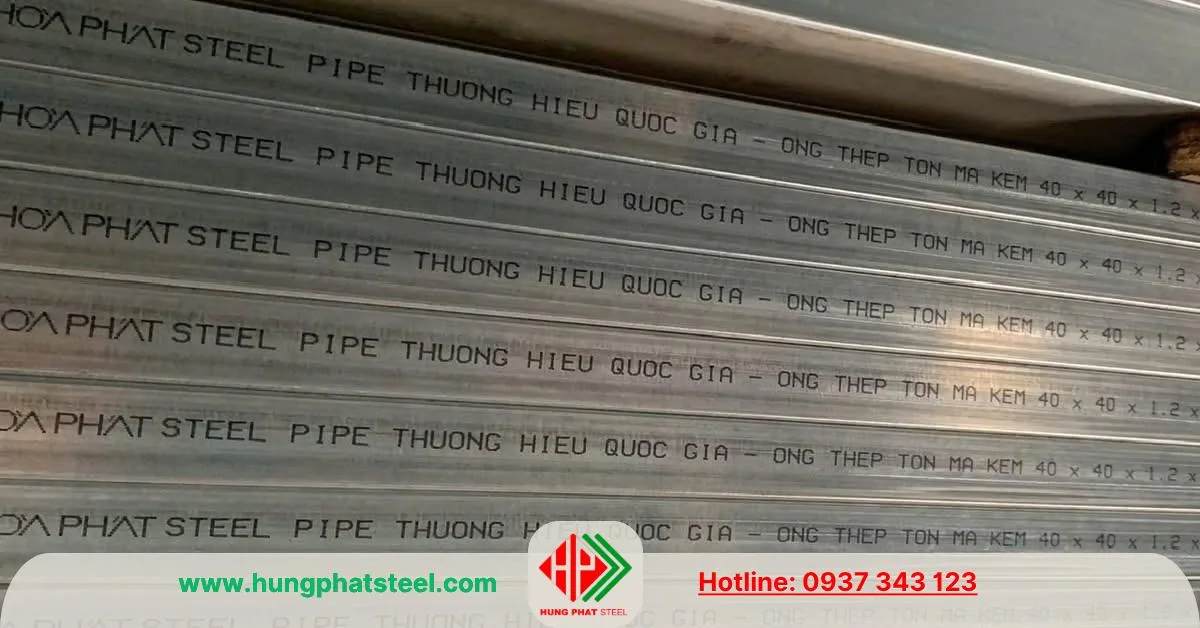 Thép hộp mạ kẽm 40x40 Hòa Phát