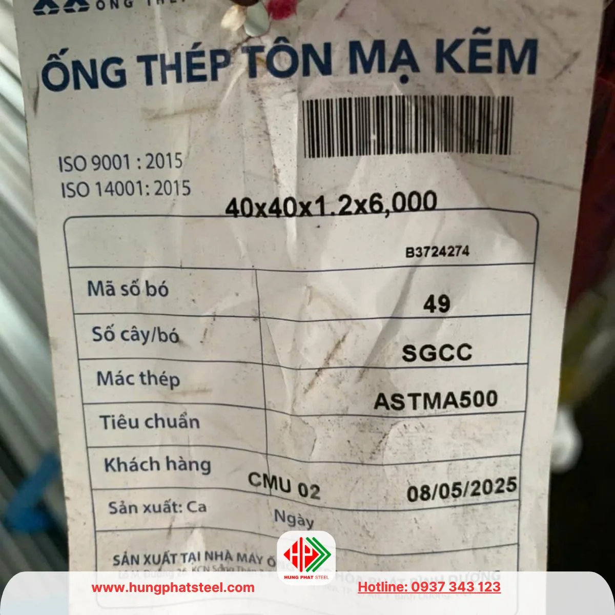 Thép hộp mạ kẽm 40x40 Hòa Phát