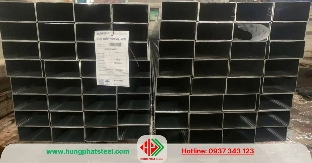 Thép hộp mạ kẽm 40x80