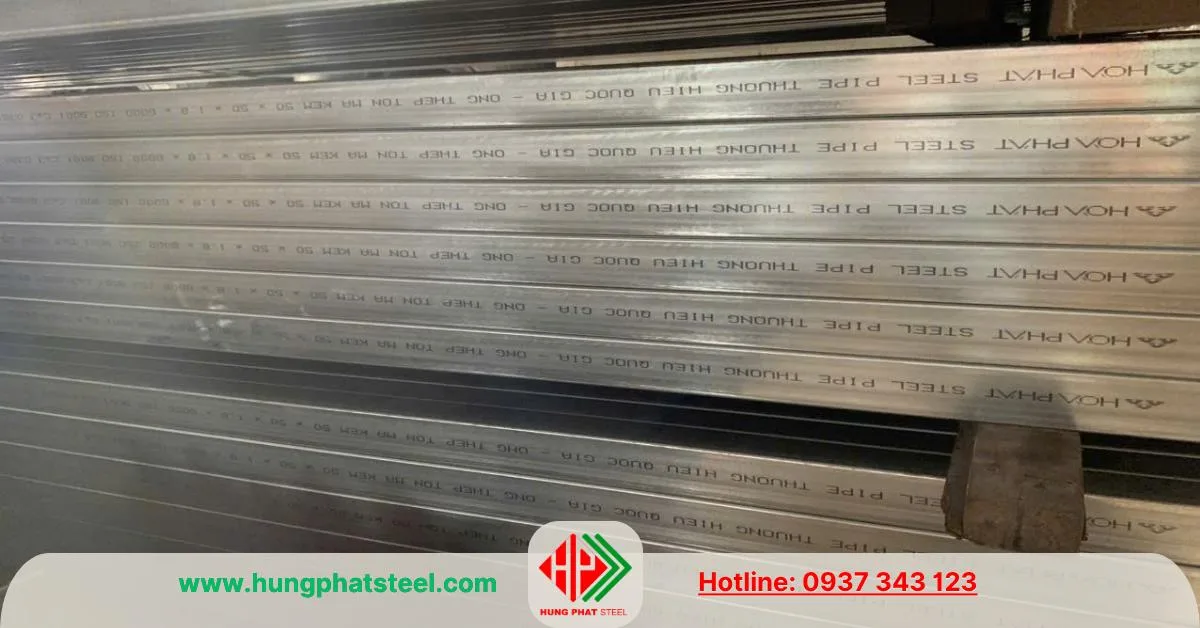Thép hộp mạ kẽm 50x50 Hòa Phát