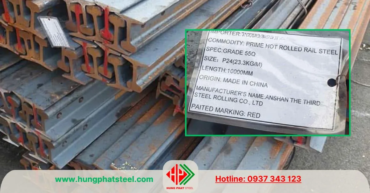 Thép ray P24 mác thép Q55 nhập khẩu TQ