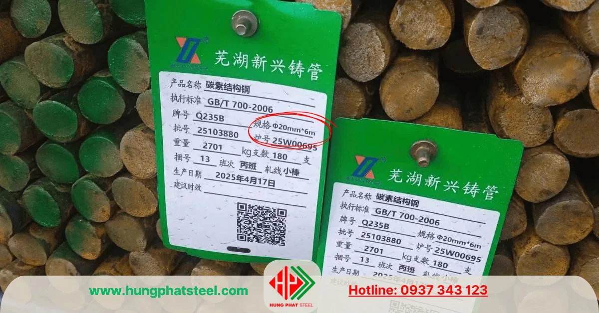 Thép tròn đặc phi 20 Q235