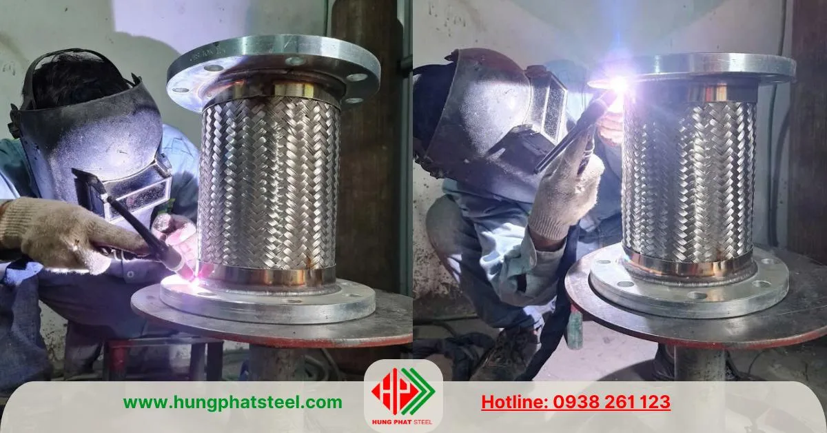 Nối mặt bích với khớp chống rung inox