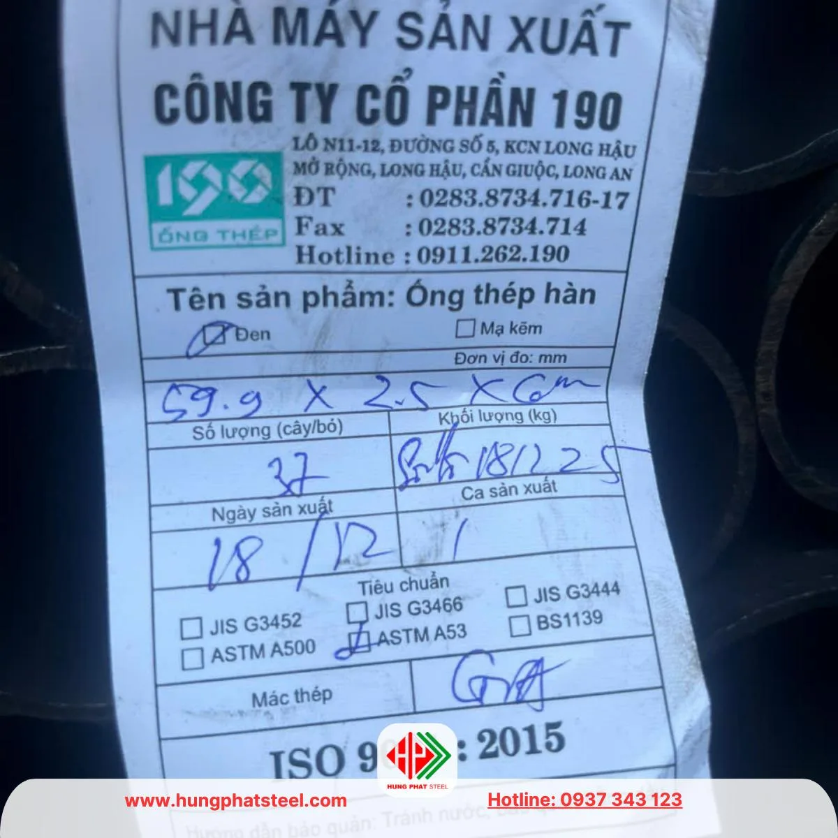 Ống thép 190 Phi 113.5 x 3ly