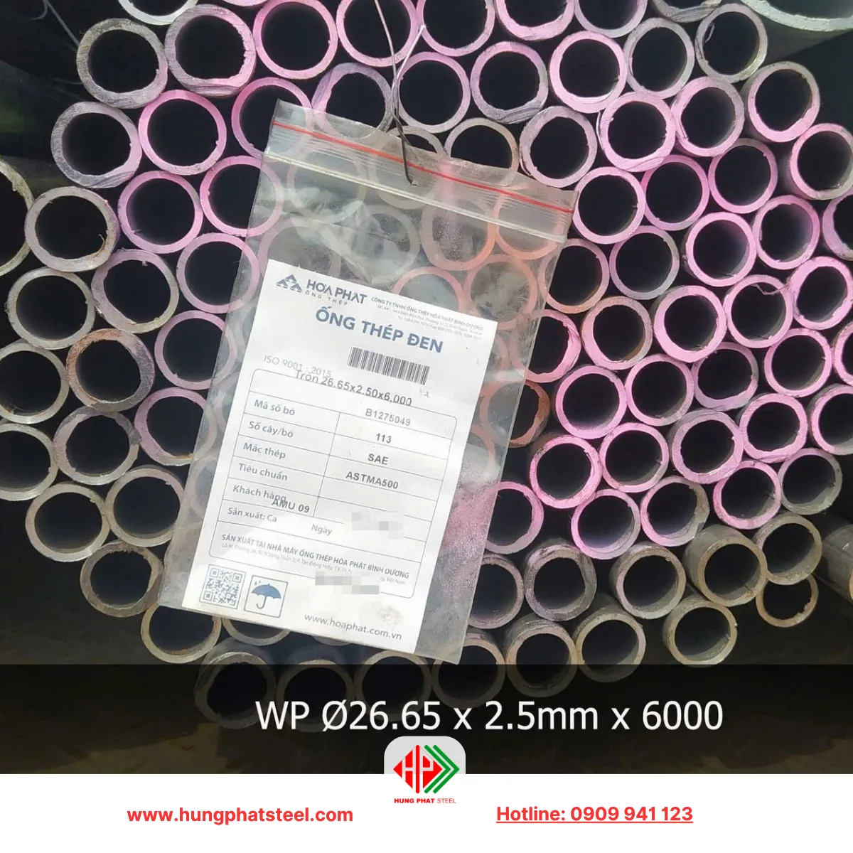 Ống thép đen phi 27 Hòa Phát (OD26.65mm)