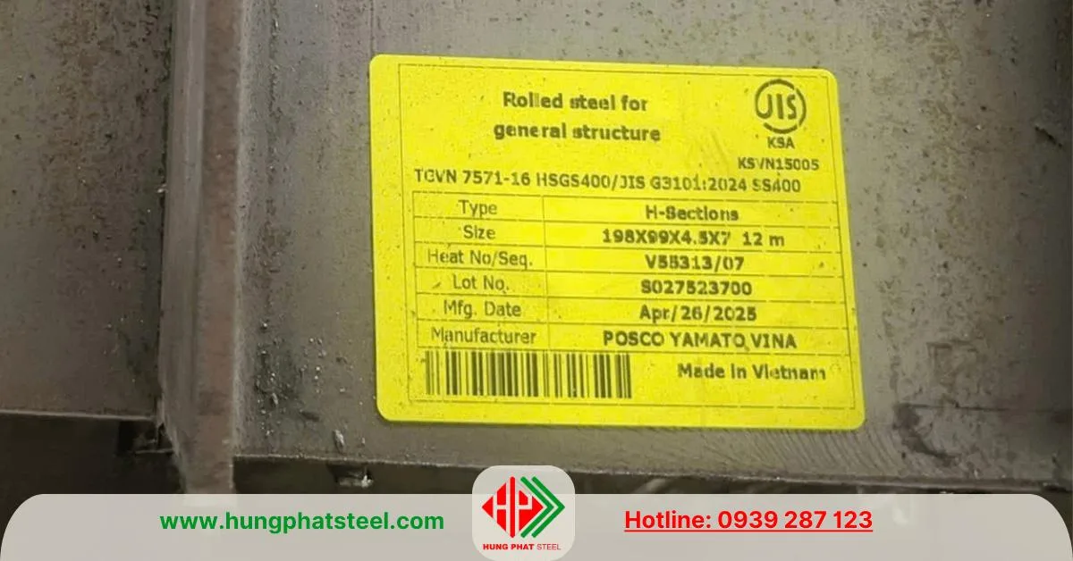 Thép hình I198 x 99 x 4.5 x 7mm POSCO