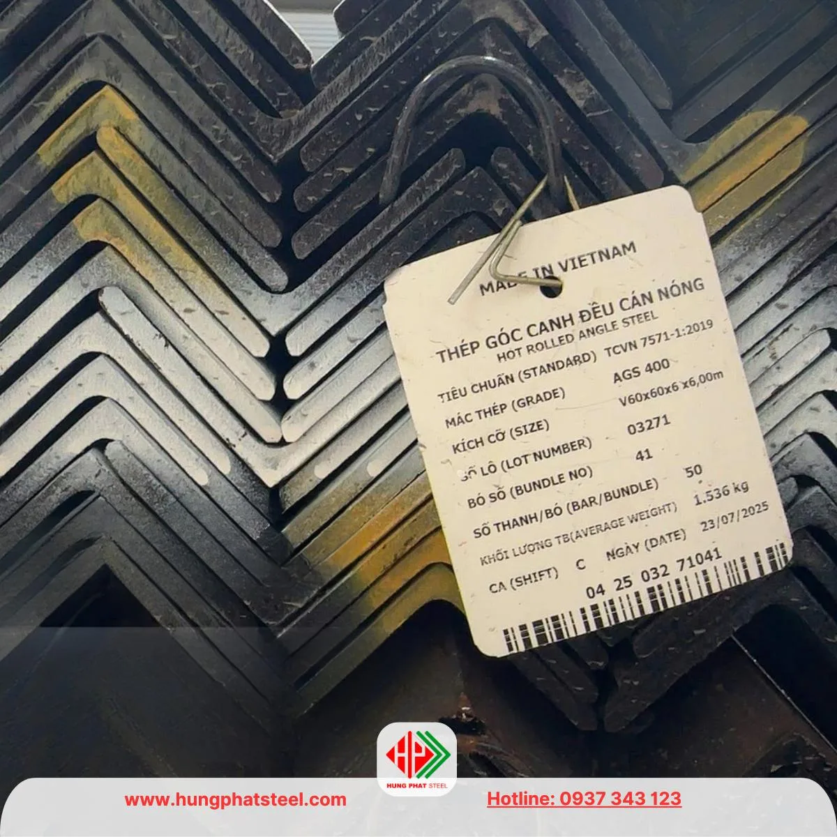 Thép hình V60x60x6mm Nhà Bè