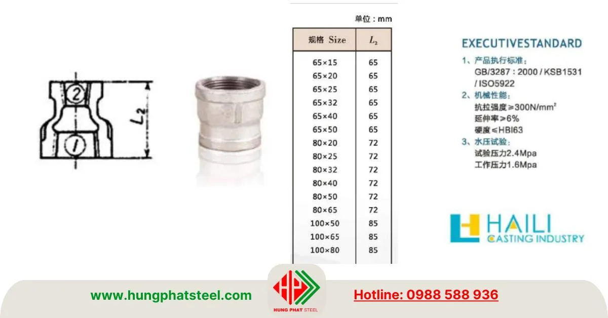 Bầu giảm ren mạ kẽm