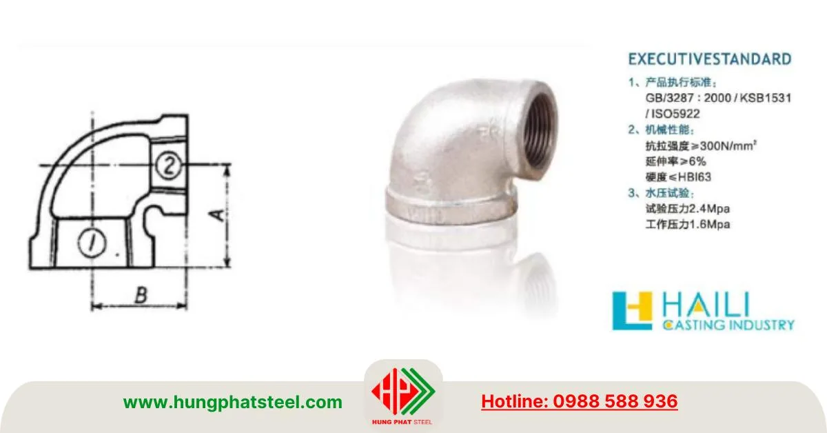 Co giảm ren mạ kẽm Shanxi Haili