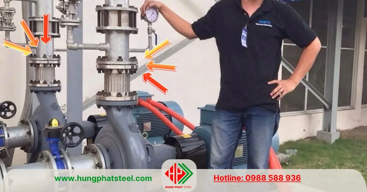 Hệ thống sử dụng khớp chống rung inox (khớp nối mềm, khớp giãn nở)