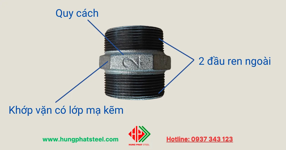 Kép Ren Mạ Kẽm (2 đầu ren ngoài)