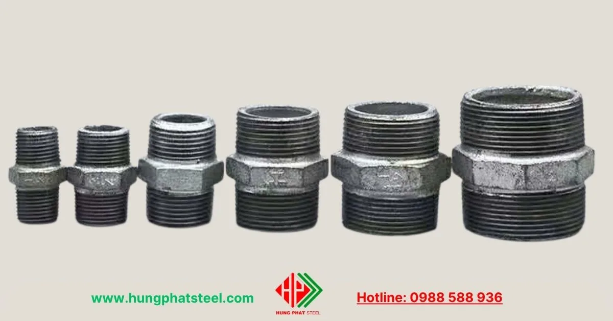 Kép Ren Mạ Kẽm (2 đầu ren ngoài DN15-DN100)