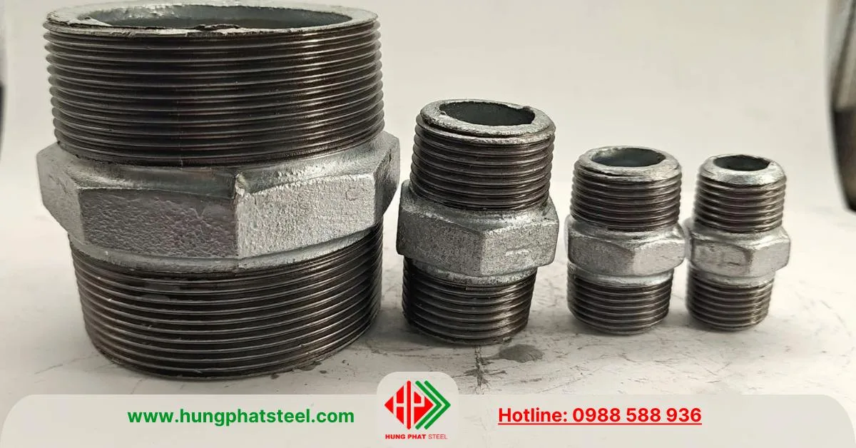 Kép ren mạ kẽm (2 đầu ren ngoài)